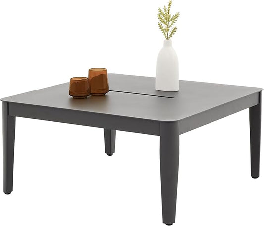 Patio Coffee Table Square Outdoor Coffee Table for Outside All-Weather Aluminum Outdoor Coffee Tables for Balcony Garden Lawn, Grey