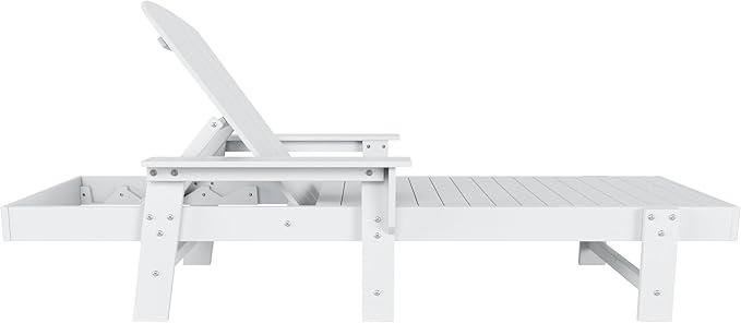 WestinTrends Dylan HDPE Outdoor Patio Poly Adirondack Reclining Chaise Lounge with Arms, White