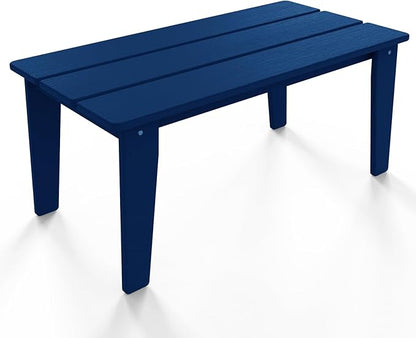 Wood Texture Coffee Table, 35" x 18.2" Poly Lumber Patio Table, All Weather Adirondack for Balcony, Garden, Indoor or Outdoor, Navy Blue