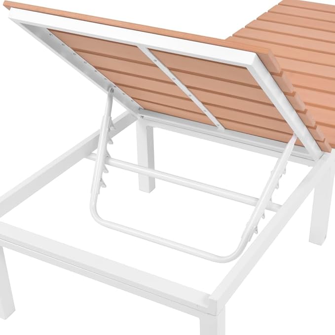 Sun Lounger Outdoor Chaise,Outdoor Lounge Chairs Set of 2,Chaise Lounge,Lounge Chairs for Outside,Pool Lounge Chairs,Outdoor Chaise Lounge,with Table Aluminum WPC and Brown