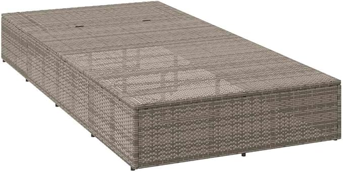 Single Grey PE Rattan Outdoor Chaise Lounge with 3-Position Adjustable Cushioned Backrest - Photo 6