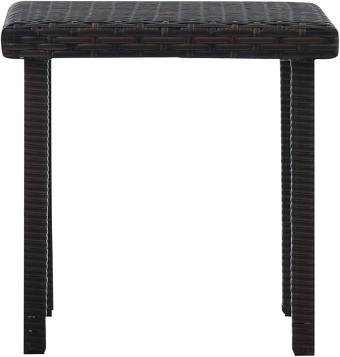 Small Brown Poly Rattan Garden Side Table - Photo 3