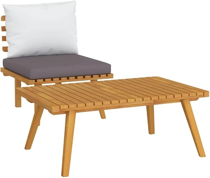 2-Piece Corner Garden Lounge Set with Dark Gray Cushions, Solid Acacia Wood Frame, Rustic Outdoor Furniture for Patio - Photo 2