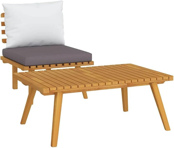 Dark Gray Solid Acacia Wood Medium Modular Garden Lounge Set 2 Piece - Photo 1