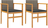 Patio Chairs with Cushions 2 pcs Gray Poly Rattan&Solid Wood Sillas para Patio Lawn Chairs for Dining Table Garden - Photo 2