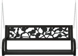 Garden Swing Bench Black Steel and Plastic Medium Outdoor Seating for Garden and Patio - Photo 5