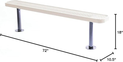 COATEDOUTDOORFURNITURE Coated Outdoor Furniture Heavy-Duty Outdoor Bench Thermoplastic Coated, Expanded Metal, Commercial-Grade Seating, Made in America (Surface Without Back, 6 Ft, Tan)