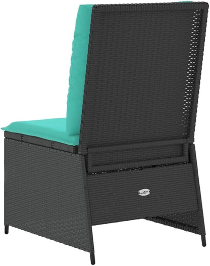 Outdoor Reclining Patio Chair, Single-Seater Garden Sofa with Adjustable Backrest, All-Weather PE Rattan Armchair with Turquoise Cushions for Backyard, Balcony, Deck