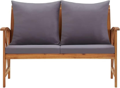 Solid Acacia Wood Garden Bench, Weather-Resistant Outdoor Seating for Patio, Balcony or Garden Brown and Dark Gray, 46.9 x 46.9 x 32.7 in