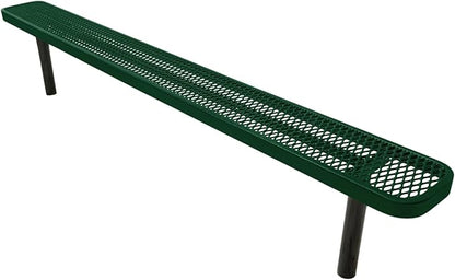 COATEDOUTDOORFURNITURE Coated Outdoor Furniture Heavy-Duty Outdoor Bench Thermoplastic Coated, Expanded Metal, Commercial-Grade Seating, Made in America (Inground Without Back, 8 Ft, Green)