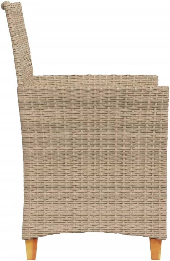 Patio Chairs with Cushions 2 pcs Beige Poly Rattan&Solid Wood, Suitable for patios, Gardens, Balconies - Photo 7