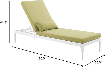 Modway EEI-3301-WHI-PER Perspective Cushion Outdoor Patio Chaise Lounge Chair in White Peridot