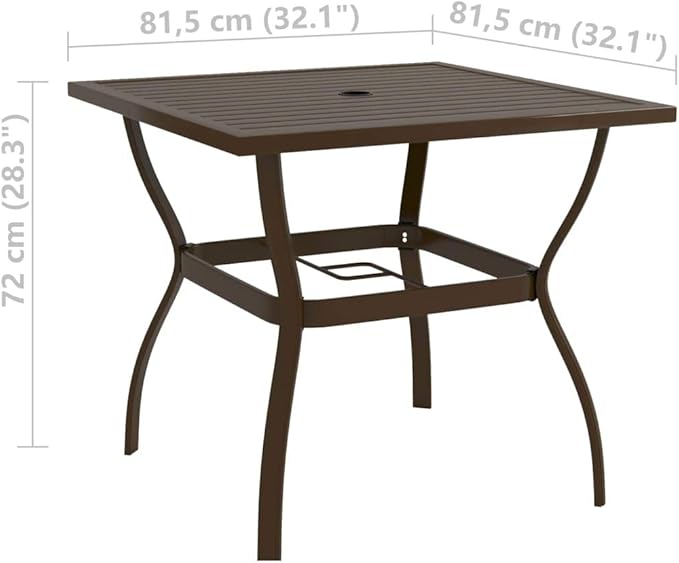 Outdoor Small Table Patio Furniture Outside Table Patio Side Tables Patio Table Brown 32.1"x32.1"x28.3" Steel