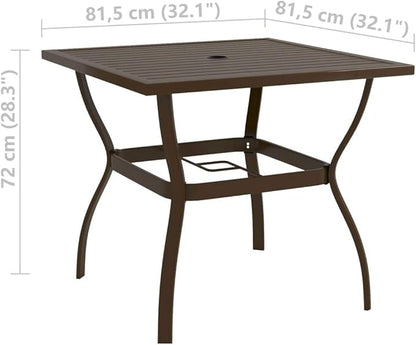 Outdoor Small Table Patio Furniture Outside Table Patio Side Tables Patio Table Brown 32.1"x32.1"x28.3" Steel