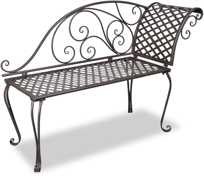 Patio Chaise Lounge Garden Bench Outdoor Bench for Outdoors Porch Entryway Furniture for Yard 50.4" Steel Antique Brown
