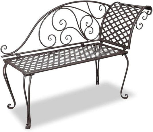 Patio Chaise Lounge,Outdoor Bench,Garden Bench,Balcony Bench,Outdoor Furniture,Picnic Bench, for The Front Porch, Patio, Deck, Balcony or Backyard,50.4" Steel Antique Brown