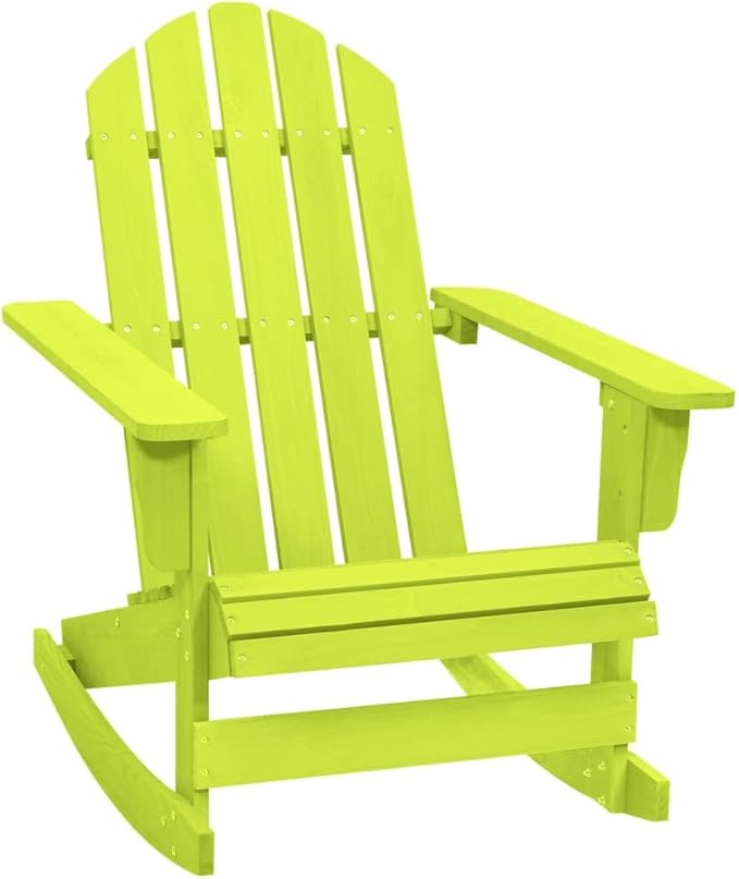 Patio Adirondack Rocking Chair Solid Fir Wood Green, Patio Dining Chairs, Bar Stools - Photo 1