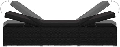 Sun Lounger with Cushion Poly Rattan Black Patio Chairs Outdoor Furniture Outdoor Chairs Suitable for Gardens, Pools and Balconies.