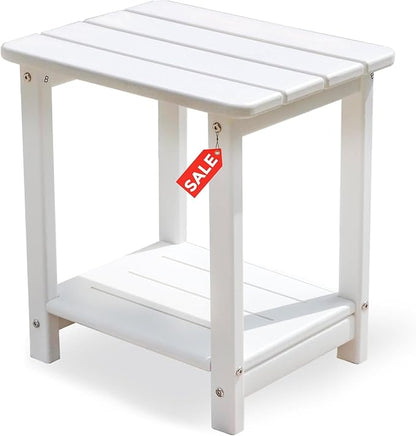Adirondack Outdoor Side Table Square，2-Tier Patio Side Table with Weatherproof HDPE Material Low Maintenance Furniture for Backyard Poolside Porch Deck Garden