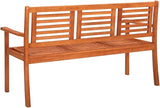 Garden Bench Deck Bench 3-Seater Patio Bench with Cushion 59.1" Solid Eucalyptus Wood - Photo 5