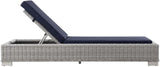 Conway Outdoor Patio Wicker Rattan Chaise Lounge in Light Gray Navy - Photo 3
