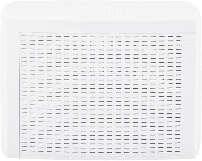 Side Table,Garden Table,Weather Resistant,with Convenient Storage Area for Refreshments,with an Attractive, Flat, Rattan-Look Design,White 21.3"x21.3"x14.4" Plastic