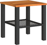 Small Square Garden Table, Outdoor Patio Side Table with Poly Rattan and Steel Frame - Photo 3