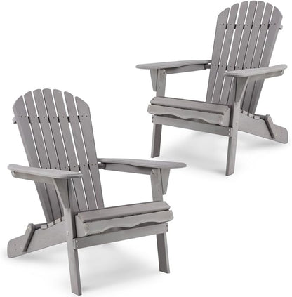 Wood Lounge Patio Chair for Garden Outdoor Wooden Folding Adirondack Chair Set of 2 Solid Cedar Wood Lounge Patio Chair for Garden, Lawn, Backyard,