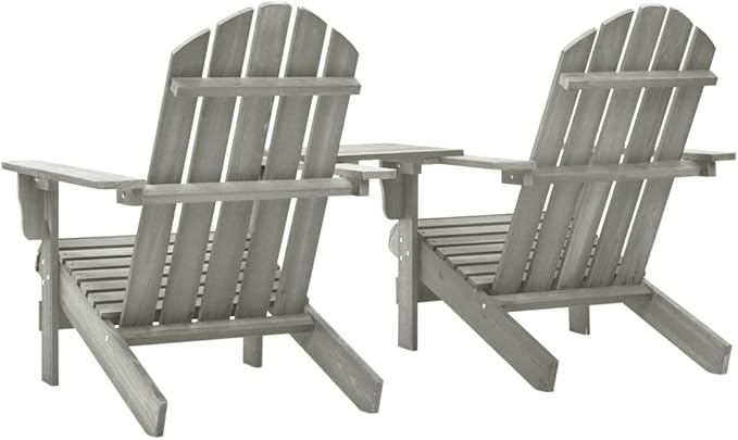 Grey Solid Fir Wood Adirondack Chair, Durable Outdoor Seating for Patio Garden Balcony - Photo 5