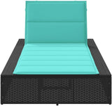 Large Black Poly Rattan Outdoor Chaise Lounge 82.7 x 39.4 in Adjustable Backrest No-Assembly Sunbed for Patio Poolside - Photo 4