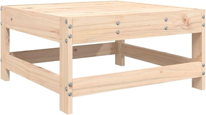 Solid Pine Wood Outdoor Garden Footstool, Rustic Square Patio Ottoman with 242.5 lbs Capacity - Photo 3