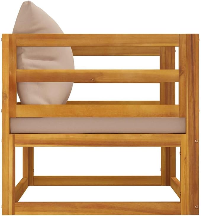 Garden Chair Taupe, Solid Acacia Wood Outdoor Seating, Medium Modular Patio Furniture for Balcony, Backyard Conversation