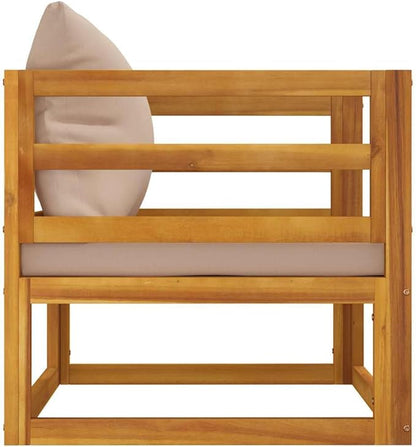 Garden Chair Taupe, Solid Acacia Wood Outdoor Seating, Medium Modular Patio Furniture for Balcony, Backyard Conversation