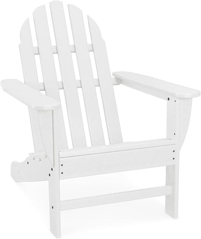 Hanover Classic Adirondack Chair, All-Weather HDPE Outdoor Furniture, Eco-Friendly, Durable Outdoor Patio Seating, White