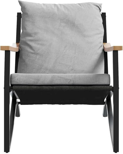 3-Piece Balcony Furniture Set Black Modern Powder-Coated Steel for Outdoor Patio and Balcony