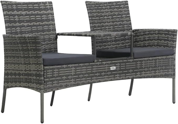 2-Seater Patio Sofa with Tea Table, Garden Bench, Removable Seat Cushion, Outdoor Garden Bench, Easy to Clean for Patio - Photo 1