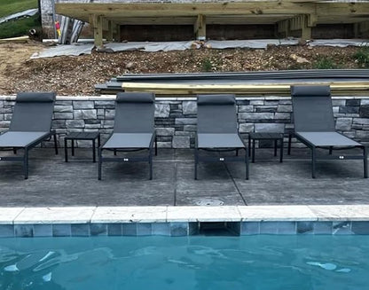 PURPLE LEAF Outdoor Lounge Chair Set Aluminum Patio Chaise Lounger with Side Table and Pillow for Outside Pool Beach Sunbathing Tanning Recliner Grey