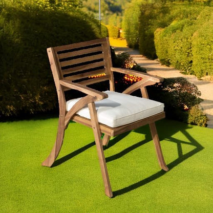 Christopher Knight Home Hermosa Outdoor Acacia Wood Arm Chairs, 2-Pcs Set, Teak Finish / Cream