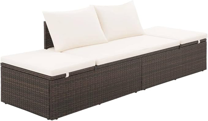 Patio Bed,Pool Lounge Chairs,Outdoor Chaise Lounge,Patio Lounge Chair,Outdoor Furniture,Outdoor Garden Chair,for Pool Side,Balcony,Beach,Yard,Brown 76.8"x23.6" Poly Rattan