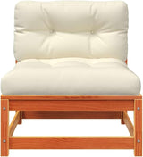 Modular Outdoor Sofa Set with Soft Cushions, Rustic Brown Pine Wood Garden Furniture for Balcony Terrace - Photo 7