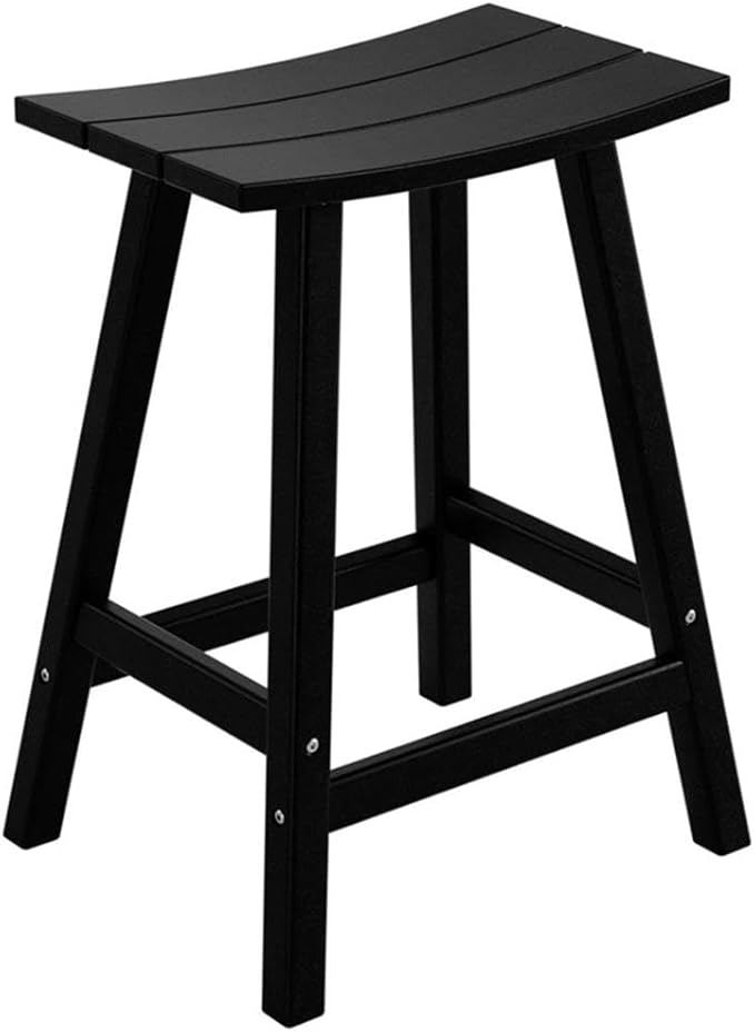 Costaelm 24" Height Outdoor Bar Stools, All-Weather Bar Stools, Adirondack Poly Patio Bar Stool for Patio, Deck, Kitchen Counter and Garden, Black