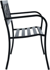 49.2 in Black Steel Patio Bench with Vintage Floral Backrest, Powder-Coated Metal Outdoor Seating for 2, 242.5 lbs Load - Photo 4