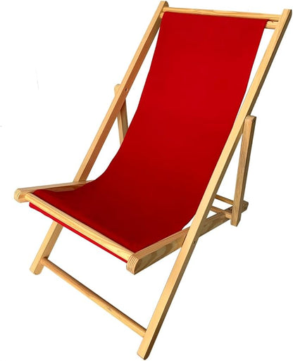 TBACW Patio Lounge Chair Replacement Canvas 47" L x 17" W - Beach Sling Chair Fabric, Indoor Outdoor Use - No Wooden Frame (Red)