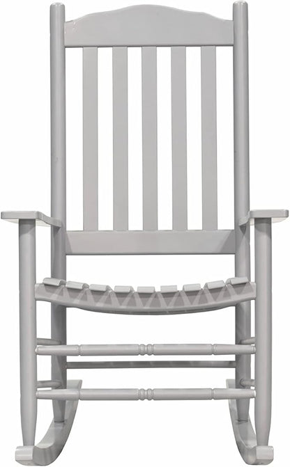 D&F Design Outdoor Rocking Rocker, Wood Rocking Chair with High Back and Curved Seat, UV Treated (Gray), Outoor and Indoor use