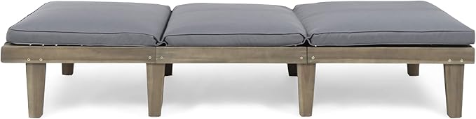 Christopher Knight Home Alisa Outdoor Acacia Wood Chaise Lounge (Set of 2), Grey Finish/Dark Grey Cushion