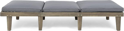 Christopher Knight Home Alisa Outdoor Acacia Wood Chaise Lounge (Set of 2), Grey Finish/Dark Grey Cushion