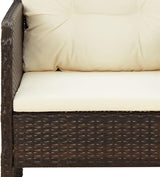 vidaXL Patio Lounge Set with Cushions - Brown Poly Rattan Garden Furniture, Metal Frame, White Cushion - Photo 5