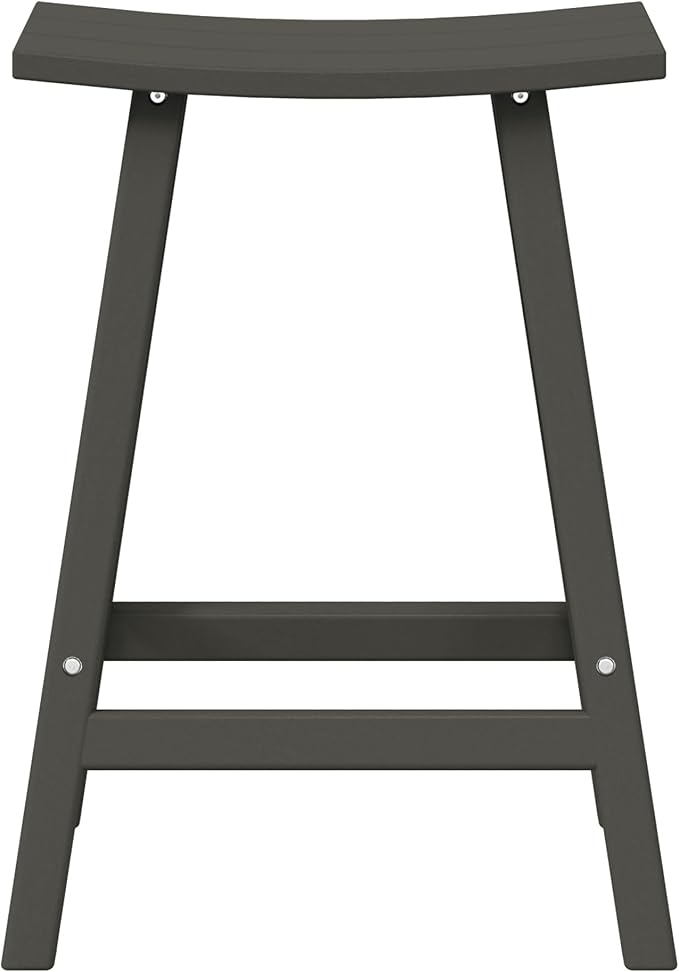 WestinTrends Malibu 24 Inch Outdoor Bar Stools, All Weather Resistant Poly Lumber Adirondack Counter Height Stools, Gray