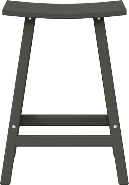 WestinTrends Malibu 24 Inch Outdoor Bar Stools, All Weather Resistant Poly Lumber Adirondack Counter Height Stools, Gray