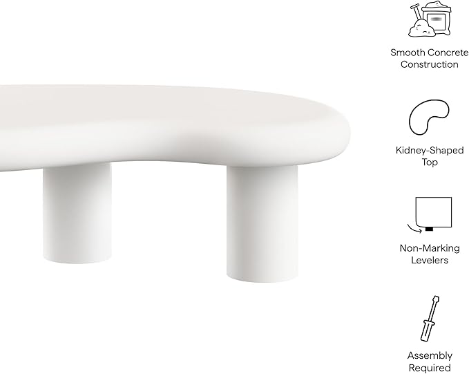 Modway Elowen Coffee Table in White - Concrete Sculptural Center Table for Indoor and Outdoor Spaces